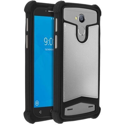 Avizar Funda Silicona Efecto Cuero Plateada para Smartphones 4.3" a 4.7" Avizar Funda Silicona Efecto Cuero Plateada para Smartphones 4.3" a 4.7"