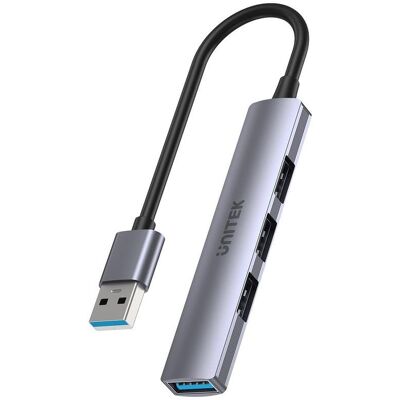 Hub Unitek 4 puertos 5000 Mbit/s USB 3.2 Gen 1 H1208A aluminio gris Hub Unitek 4 puertos 5000 Mbit/s USB 3.2 Gen 1 H1208A aluminio gris