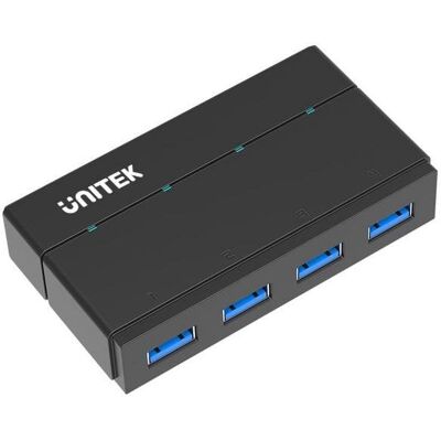 Hub Unitek 4 puertos 5000 Mbit/s USB 3.2 Gen 1 modelo Y-HB03001 con adaptador Hub Unitek 4 puertos 5000 Mbit/s USB 3.2 Gen 1 modelo Y-HB03001 con adaptador