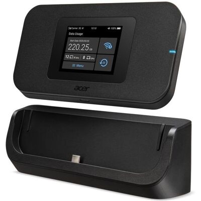 Router Acer Connect M4D 5G WiFi 6 1,7 Gbit/s Doble Banda Negro portátil Router Acer Connect M4D 5G WiFi 6 1,7 Gbit/s Doble Banda Negro portátil