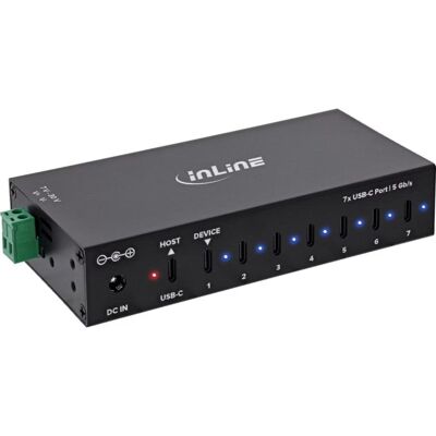 Hub InLine 7 puertos 5 Gbps USB-C modelo 35396E con carga 48 W Hub InLine 7 puertos 5 Gbps USB-C modelo 35396E con carga 48 W