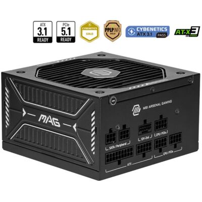 Fuente de Alimentación MSI 750W 80 PLUS Gold MAG A750GLS PCIE5 Modular Ventilador 135mm Fuente de Alimentación MSI 750W 80 PLUS Gold MAG A750GLS PCIE5 Modular Ventilador 135mm