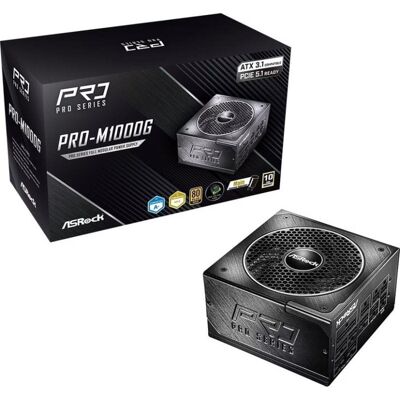 Fuente de alimentación AsRock PRO-M1000G 1000W 80+ Gold ATX 3.1 con ventilador 135 mm Fuente de alimentación AsRock PRO-M1000G 1000W 80+ Gold ATX 3.1 con ventilador 135 mm