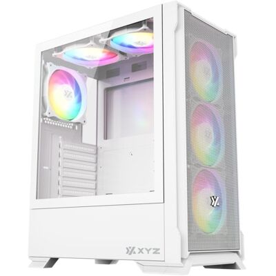 Torre XYZ AIRONE 300 X Mesh 6x120mm ARGB Vidrio Templado ATX/USB-C Negra/Blanca Torre XYZ AIRONE 300 X Mesh 6x120mm ARGB Vidrio Templado ATX/USB-C Negra/Blanca
