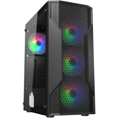 Caja PC Cougar MX110 RGB Negro Mid Tower Vidrio Templado 4 Ventiladores Caja PC Cougar MX110 RGB Negro Mid Tower Vidrio Templado 4 Ventiladores