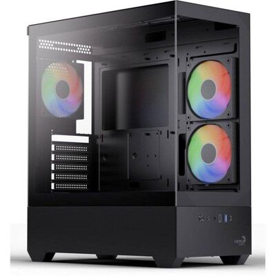 Caja PC Aerocool P500D Negra Cristal Templado 3 Ventiladores A-RGB USB-C Caja PC Aerocool P500D Negra Cristal Templado 3 Ventiladores A-RGB USB-C
