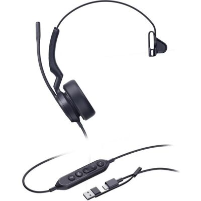 Auriculares Yealink UH44 Mono con cable USB-C/USB-A optimizados para Microsoft Teams negros Auriculares Yealink UH44 Mono con cable USB-C/USB-A optimizados para Microsoft Teams negros