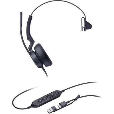 Auriculares Yealink UH46 Mono con cable USB-C para oficina optimizados para Teams, micrófono, color negro Auriculares Yealink UH46 Mono con cable USB-C para oficina optimizados para Teams, micrófono, color negro