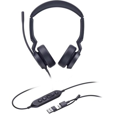 Auriculares Yealink UH44 Dual Teams con cable USB-A/USB-C optimizados para Microsoft Teams, oficina, color negro Auriculares Yealink UH44 Dual Teams con cable USB-A/USB-C optimizados para Microsoft Teams, oficina, color negro