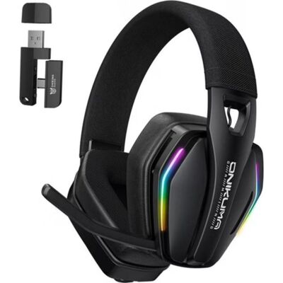Auriculares Onikuma GT826 inalámbricos Bluetooth y USB-C para gaming con micrófono y RGB negro Auriculares Onikuma GT826 inalámbricos Bluetooth y USB-C para gaming con micrófono y RGB negro