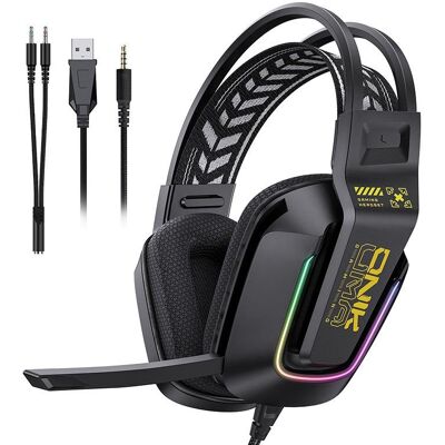 Auriculares ONIKUMA X13 con cable USB y jack 3.5mm para gaming RGB negros Auriculares ONIKUMA X13 con cable USB y jack 3.5mm para gaming RGB negros