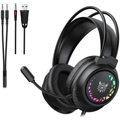 Auriculares ONIKUMA X92 con cable USB y 3,5 mm para gaming con micrófono y RGB negro Auriculares ONIKUMA X92 con cable USB y 3,5 mm para gaming con micrófono y RGB negro