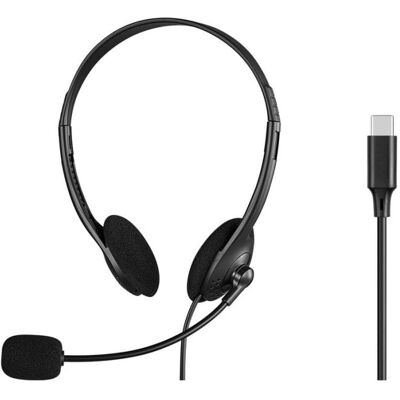 Auriculares Sandberg 825-31 con cable USB-C para oficina y teletrabajo, micrófono, color negro Auriculares Sandberg 825-31 con cable USB-C para oficina y teletrabajo, micrófono, color negro
