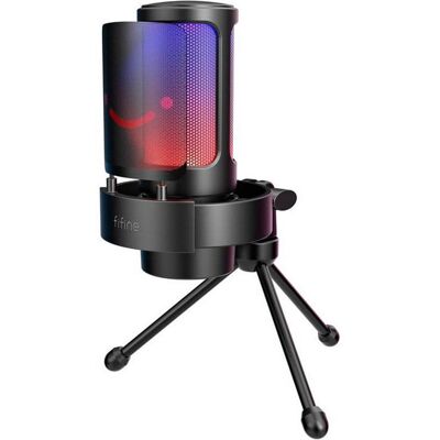 Fifine A8V Micrófono de Condensador para Grabación Profesional RGB USB-C Negro Fifine A8V Micrófono de Condensador para Grabación Profesional RGB USB-C Negro