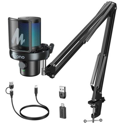 Micrófono Maono DM40 Pro-S USB inalámbrico cardioide con RGB y brazo Micrófono Maono DM40 Pro-S USB inalámbrico cardioide con RGB y brazo