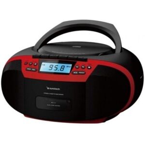 Radio CD portátil Sunstech CXUM54BTRD con cassette, Bluetooth y USB, rojo Radio CD portátil Sunstech CXUM54BTRD con cassette, Bluetooth y USB, rojo