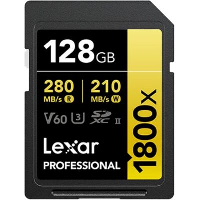 Tarjeta SD Lexar Professional 1800x 128GB SDXC UHS-II 280MB/s 210MB/s Clase 10 V60 Pack 2 Unidades Tarjeta SD Lexar Professional 1800x 128GB SDXC UHS-II 280MB/s 210MB/s Clase 10 V60 Pack 2 Unidades