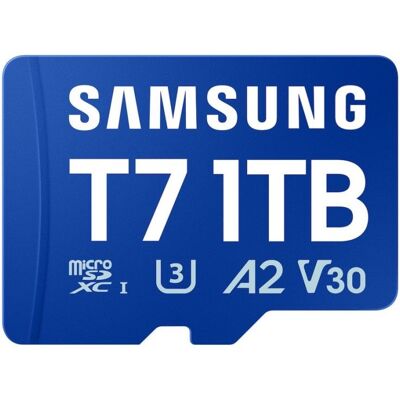 Tarjeta MicroSD Samsung T7 1 TB UHS-I 170 MB/s Class 3 U3 V30 Azul Tarjeta MicroSD Samsung T7 1 TB UHS-I 170 MB/s Class 3 U3 V30 Azul
