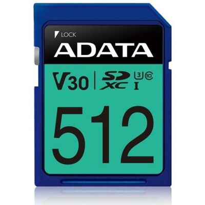 Tarjeta de memoria ADATA Premier Pro 512 GB SDXC Clase 10 UHS-I U3 V30 Azul Tarjeta de memoria ADATA Premier Pro 512 GB SDXC Clase 10 UHS-I U3 V30 Azul