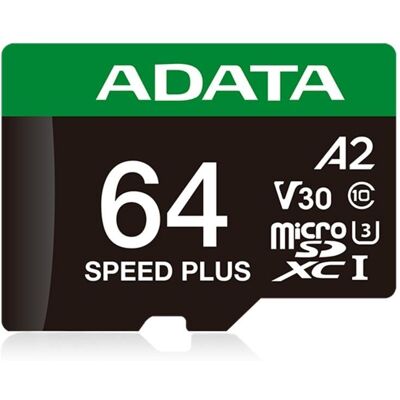 Tarjeta microSDXC ADATA Speed Plus 64 GB Clase 10 U3 V30 A2 Tarjeta microSDXC ADATA Speed Plus 64 GB Clase 10 U3 V30 A2