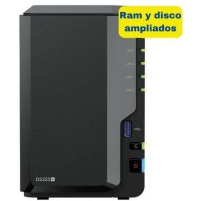 NAS Synology DS225+ 8TB 2 Bahías 6GB DDR4 SATA 2.5GbE Torre Hot Swap NAS Synology DS225+ 8TB 2 Bahías 6GB DDR4 SATA 2.5GbE Torre Hot Swap
