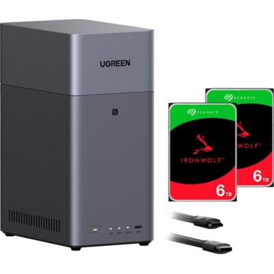 NAS UGREEN 2 bahías 60 TB 4 GB RAM HDMI USB-C RAID 0/1 JBOD NAS UGREEN 2 bahías 60 TB 4 GB RAM HDMI USB-C RAID 0/1 JBOD