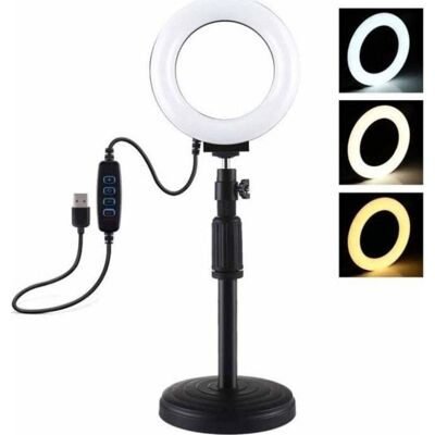 Puluz PU391 Lámpara LED Anillo con Tripode Regulable 12 cm USB 6.5W Luz 3200-6500K Puluz PU391 Lámpara LED Anillo con Tripode Regulable 12 cm USB 6.5W Luz 3200-6500K