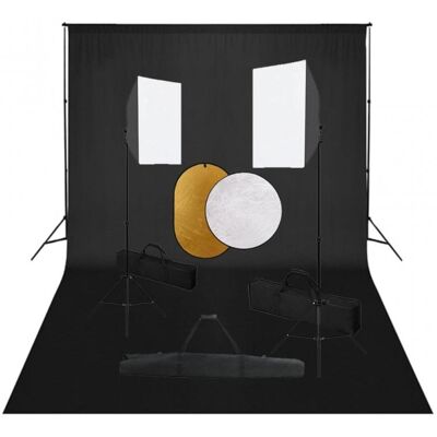 vidaXL Kit de Estudio Fotográfico 2 Focos + Fondo + Reflector vidaXL Kit de Estudio Fotográfico 2 Focos + Fondo + Reflector