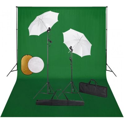 vidaXL Kit de Estudio Fotográfico 2 Focos + Fondo + Accesorios vidaXL Kit de Estudio Fotográfico 2 Focos + Fondo + Accesorios
