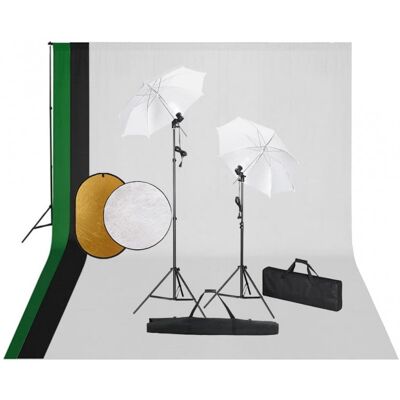 vidaXL Kit de Estudio Fotográfico 2 Focos + 3 Fondos + Reflector vidaXL Kit de Estudio Fotográfico 2 Focos + 3 Fondos + Reflector