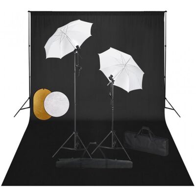 vidaXL Kit de Estudio Fotográfico 2 Focos + Fondo + Reflector + Paraguas vidaXL Kit de Estudio Fotográfico 2 Focos + Fondo + Reflector + Paraguas