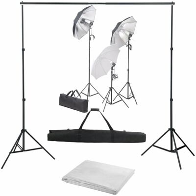 VidaXL Kit de Estudio Fotográfico con Set de Luces y Telón de Fondo VidaXL Kit de Estudio Fotográfico con Set de Luces y Telón de Fondo