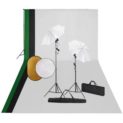 VidaXL Kit de Estudio Fotográfico con Lámparas, Fondo y Reflector VidaXL Kit de Estudio Fotográfico con Lámparas, Fondo y Reflector
