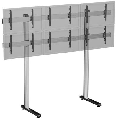 Soporte de videowall Kimex 031-2602K1 para 6 TVs de 50-55″ 300 kg VESA altura ajustable Soporte de videowall Kimex 031-2602K1 para 6 TVs de 50-55″ 300 kg VESA altura ajustable