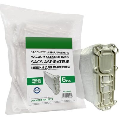 recamania Pack De 6 Bolsas De Microfibra Compatibles Con Aspiradoras Folletto Vk135 Y Vk136 recamania Pack De 6 Bolsas De Microfibra Compatibles Con Aspiradoras Folletto Vk135 Y Vk136