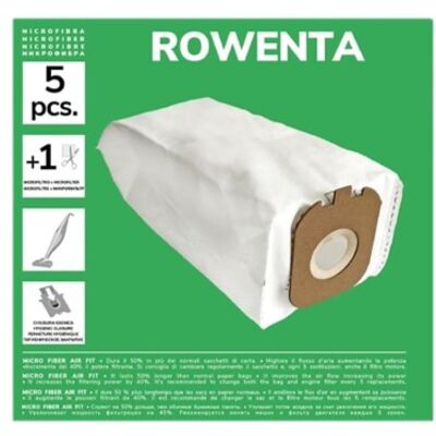 recamania Pack De 5 Bolsas De Microfibra Compatibles Con Aspiradoras Rowenta Powerline, Powerline Extreme recamania Pack De 5 Bolsas De Microfibra Compatibles Con Aspiradoras Rowenta Powerline, Powerline Extreme