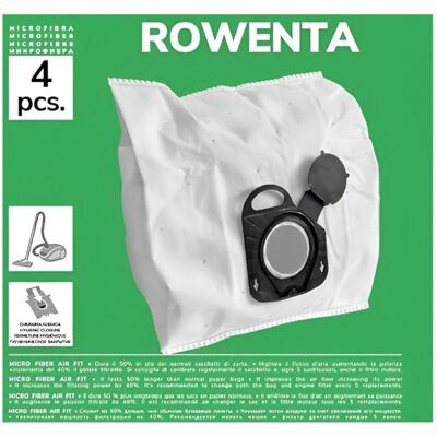 recamania Pack De 4 Bolsas De Microfibra Compatibles Con Aspiradoras Rowenta Compact Power, Power Xxl recamania Pack De 4 Bolsas De Microfibra Compatibles Con Aspiradoras Rowenta Compact Power, Power Xxl