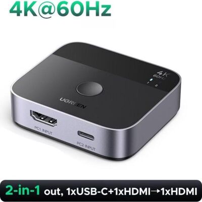 Conmutador KVM Ugreen AW503 2x1 4K@60Hz USB-C/HDMI Conmutador KVM Ugreen AW503 2x1 4K@60Hz USB-C/HDMI