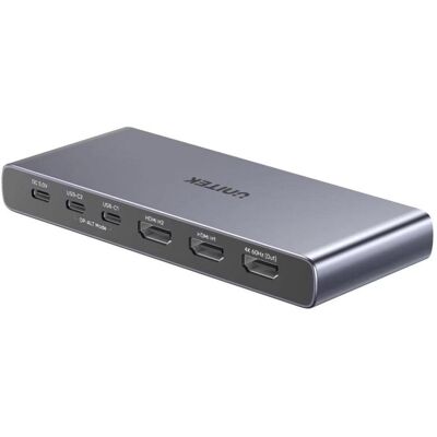 Conmutador KVM Unitek 4 en 1 USB-C HDMI 4K para 4 PC Conmutador KVM Unitek 4 en 1 USB-C HDMI 4K para 4 PC
