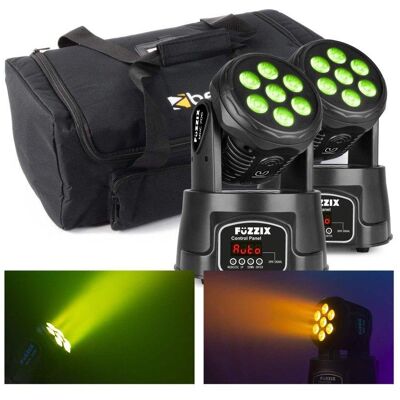 Cabezas móviles LED Wash Fuzzix MHC706 2 unidades 14W DMX con bolsa de transporte Cabezas móviles LED Wash Fuzzix MHC706 2 unidades 14W DMX con bolsa de transporte