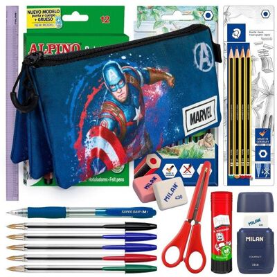 Estuche Triple Capitán América Karactermania Portatodo Fan Full Escolar Estuche Triple Capitán América Karactermania Portatodo Fan Full Escolar