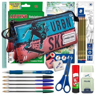 Estuche Triple Karactermania PRODG Portatodo Urbansk8 con Material Escolar Estuche Triple Karactermania PRODG Portatodo Urbansk8 con Material Escolar