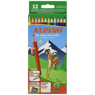 Lápices de Colores Alpino Estuche 12 Unidades con Bandeja Deslizable Lápices de Colores Alpino Estuche 12 Unidades con Bandeja Deslizable