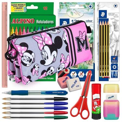 Estuche Escolar Triple Karactermania Minnie Portatodo con 40 Utensilios Estuche Escolar Triple Karactermania Minnie Portatodo con 40 Utensilios
