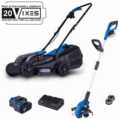 Pack Jardín Scheppach 20V IXES Cortadora y Desbrozadora 2 Baterías 4Ah Pack Jardín Scheppach 20V IXES Cortadora y Desbrozadora 2 Baterías 4Ah