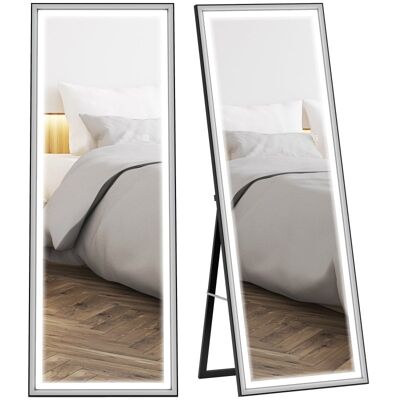 Homcom Espejo De Pie Cuerpo Entero Con Luces 165x60 Cm Blanco Y Negro Homcom Espejo De Pie Cuerpo Entero Con Luces 165x60 Cm Blanco Y Negro
