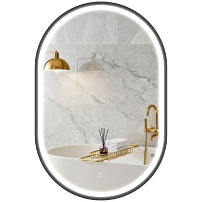 Homcom Espejo De Baño Con Luz De Pared Ovalado 60x90 Cm 3 Colores De Luz Negro Homcom Espejo De Baño Con Luz De Pared Ovalado 60x90 Cm 3 Colores De Luz Negro