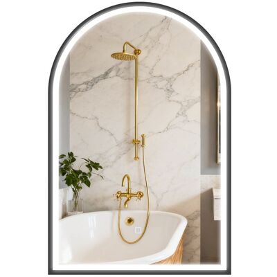Homcom Espejo De Baño Con Luz De Pared Arqueado 60x90 Cm 3 Colores De Luz Negro Homcom Espejo De Baño Con Luz De Pared Arqueado 60x90 Cm 3 Colores De Luz Negro