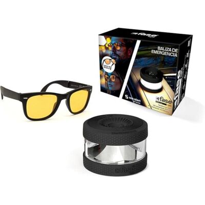 faselight Baliza V16 Fase Light Conectada Negra con Gafas de Conducción Nocturna faselight Baliza V16 Fase Light Conectada Negra con Gafas de Conducción Nocturna