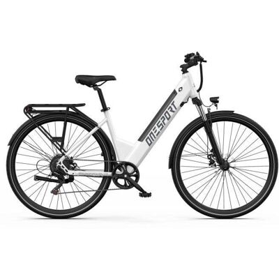 Bicicleta eléctrica OneSport OT12 motor 250 W batería 36 V 13 Ah ruedas 27,5" blanca Bicicleta eléctrica OneSport OT12 motor 250 W batería 36 V 13 Ah ruedas 27,5" blanca